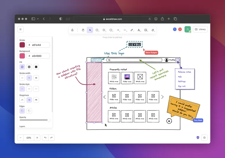 Excalidraw interface